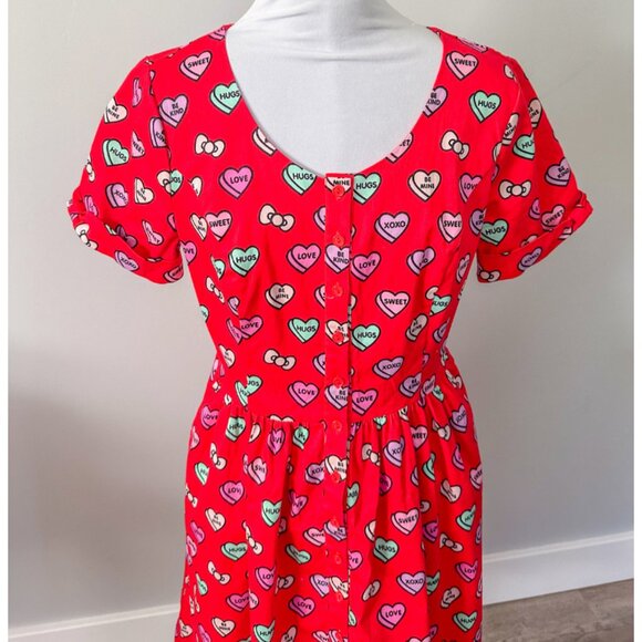 Modcloth Red Heart Print Midi Dress - Picture 5 of 15
